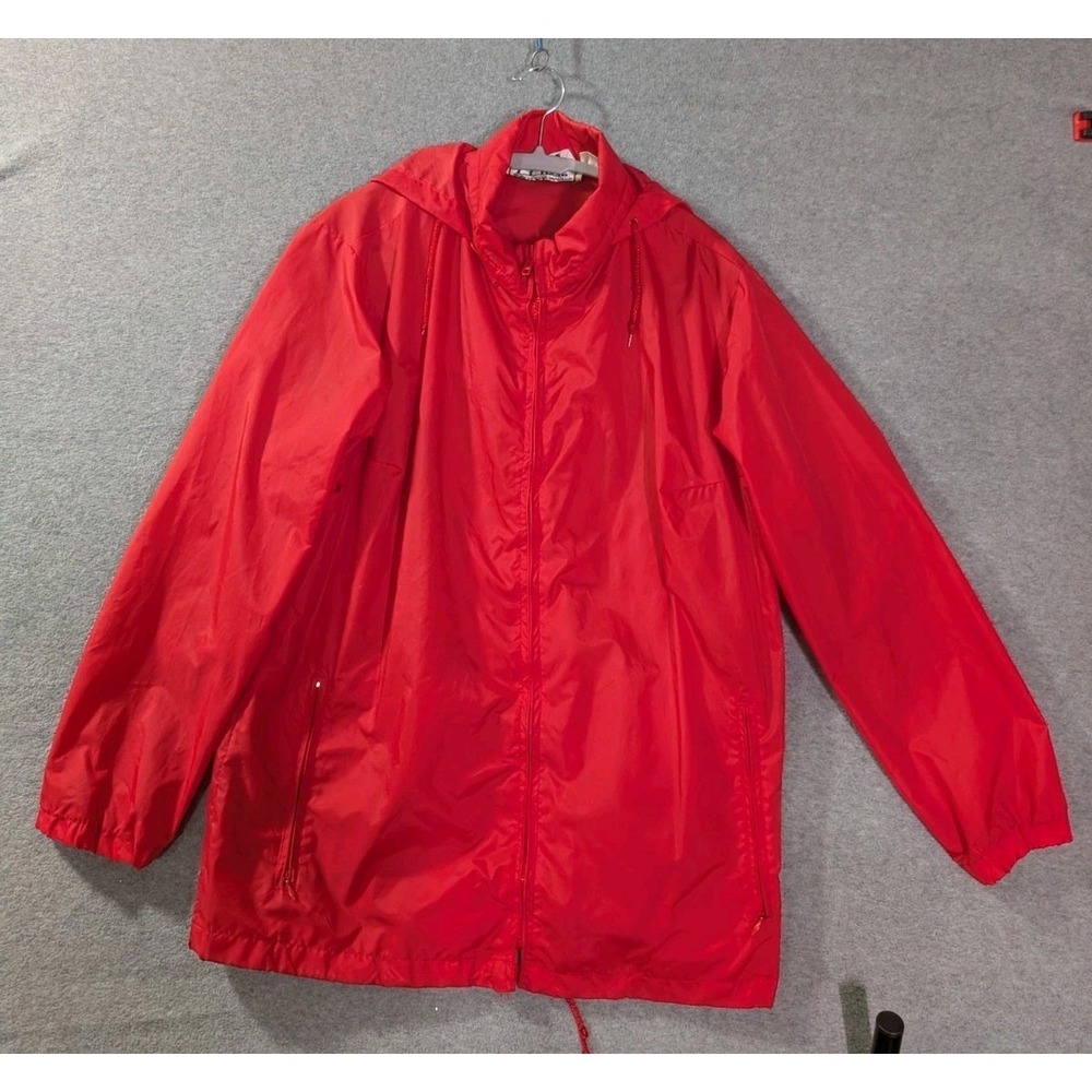 Vintage LL Bean Aspen Anorak Packable Windbreaker Jacket Red Hooded L Hong Kong
